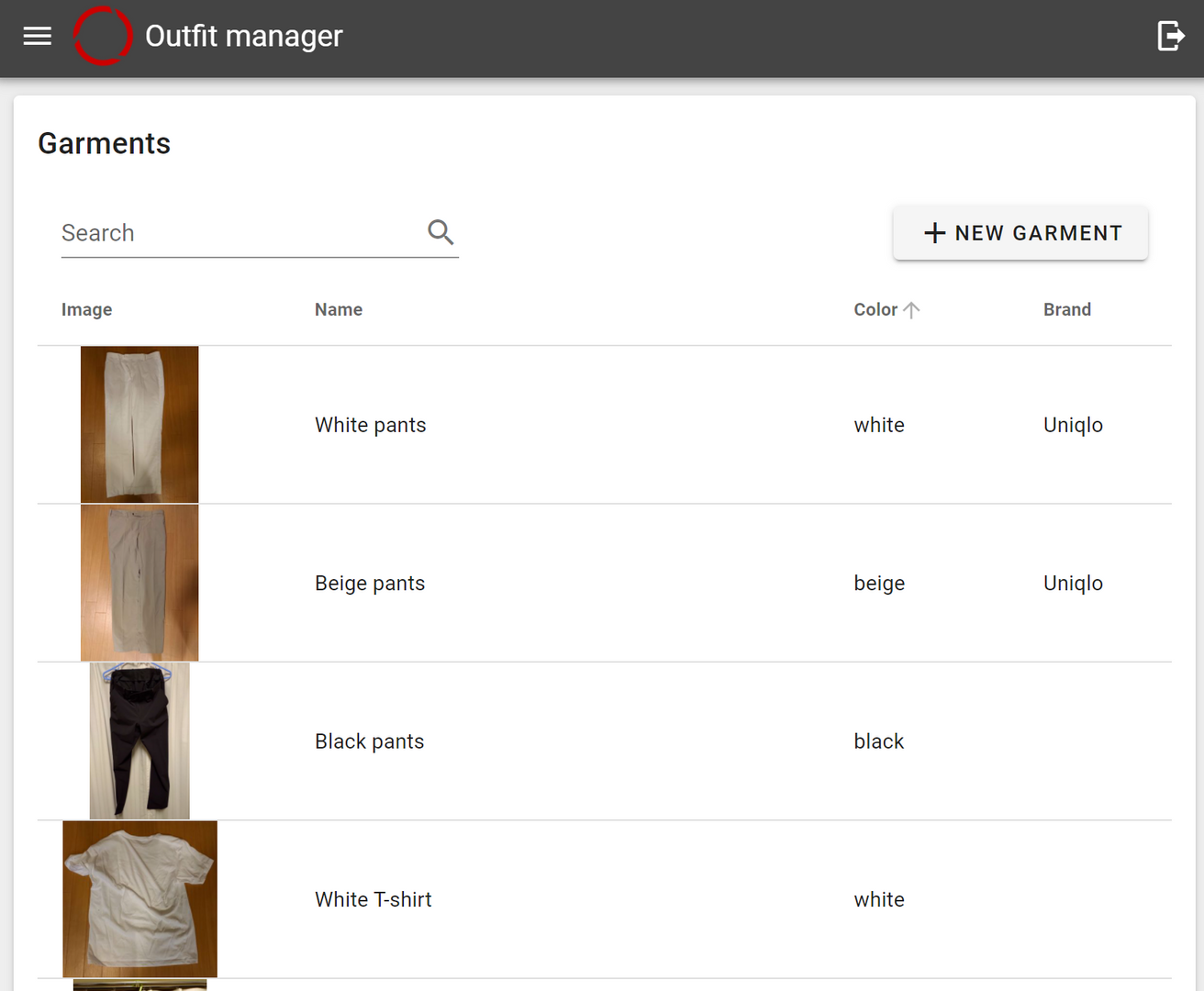 Wardrobe and outfits management web app thumbnail