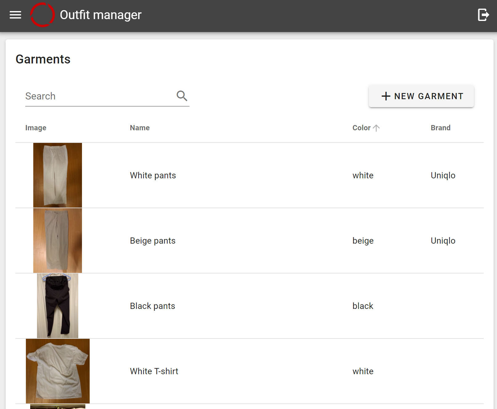 Wardrobe and outfits management web app thumbnail